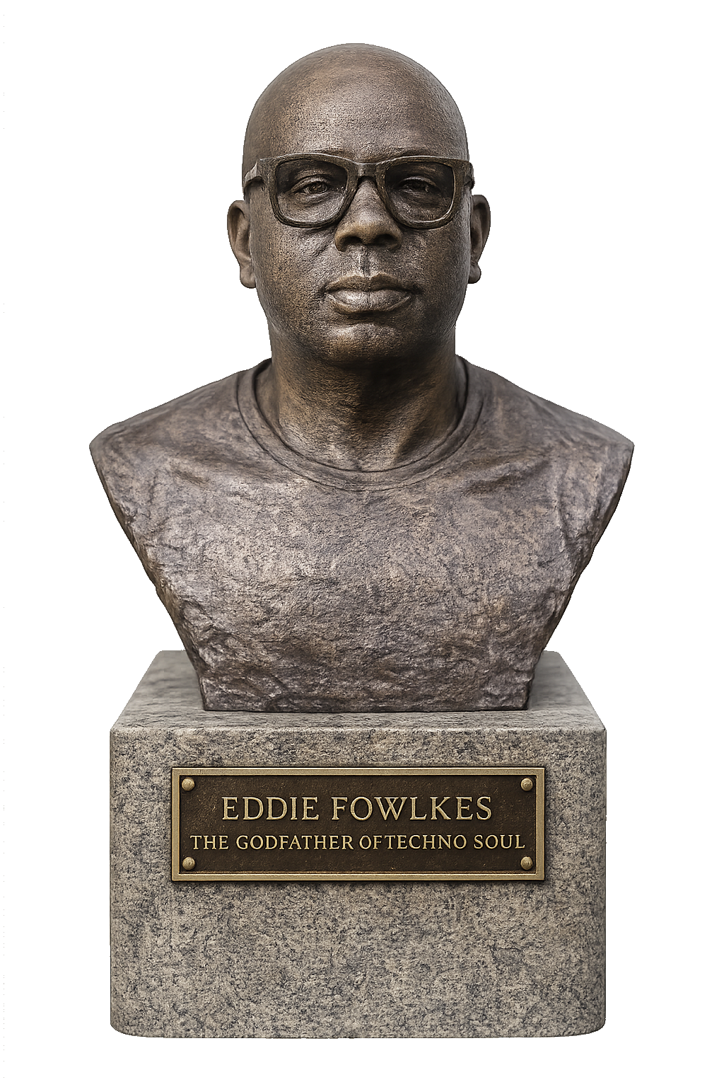 Bronze bust concept of Eddie Fowlkes on a granite pedestal