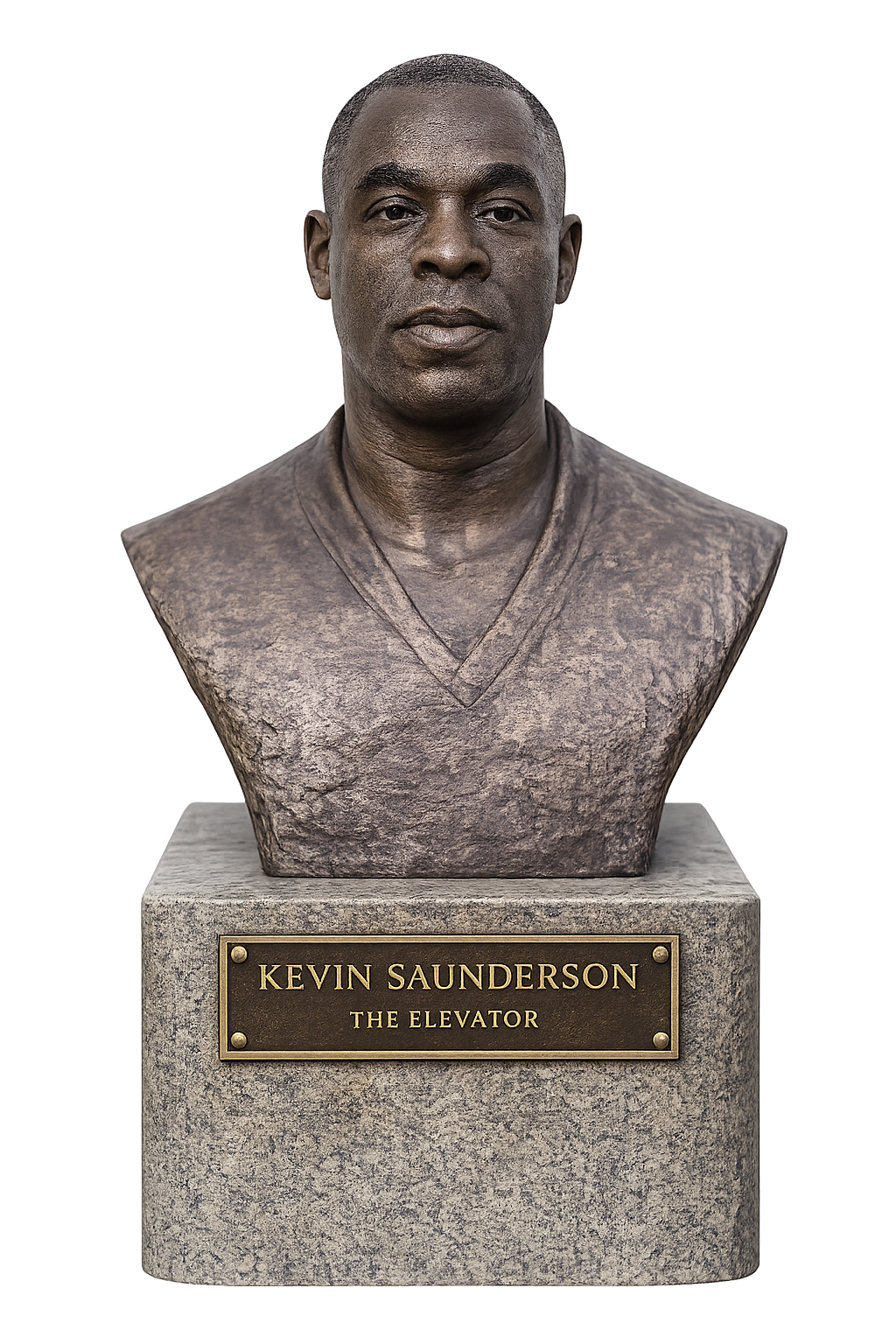 Bronze bust concept of Kevin Saunderson on a granite pedestal